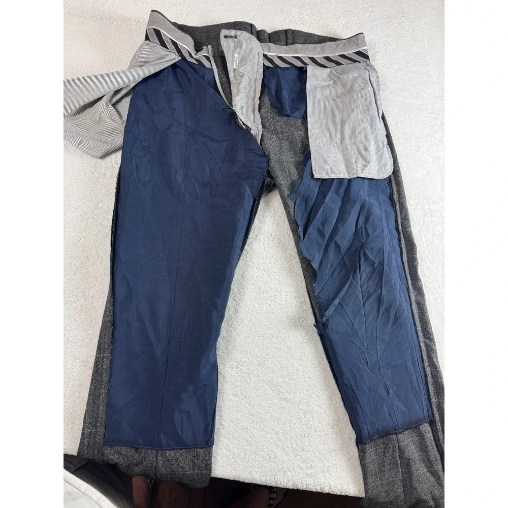 Banana Republic Wool Dress Pants Mens 33x32 Gray Check Slim Fit Workwear